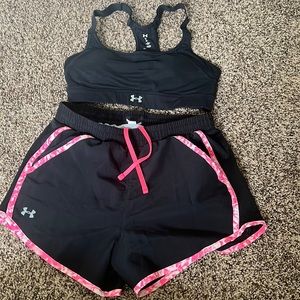 Xs Under Armour shorts and sports bra